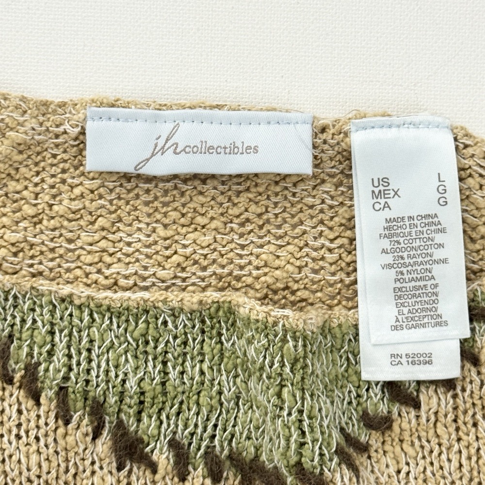 Jh Collectibles Boho Earthy Intarsia Open Knit Sweater L Coastal Basics Textured - Picture 6 of 11